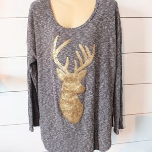 Pink Blush XL reindeer sequins sweater🦌
